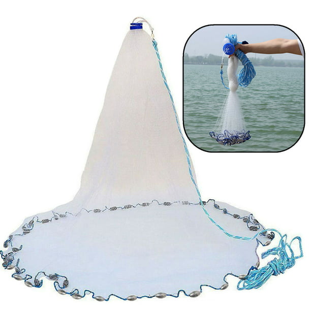 Details about   10FT Fishing Cast Net Bait Easy Throw Hand Cast Strong Nylon Trap Line Mesh USA